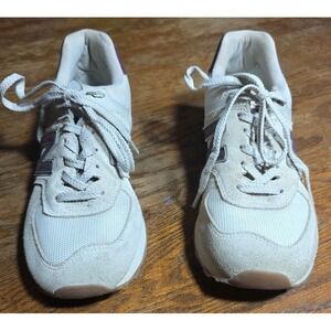 New‎ Balance 574 Running Shoes Womens 8.5 Beige Tan Red Suede Sneakers WL574RCF
